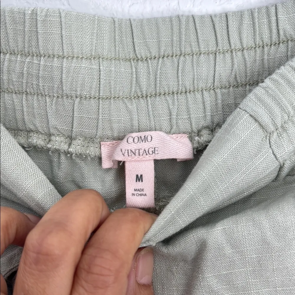 Como Vintage Green Cargo Shorts Relaxed Fit Elastic Waistband - Image 2