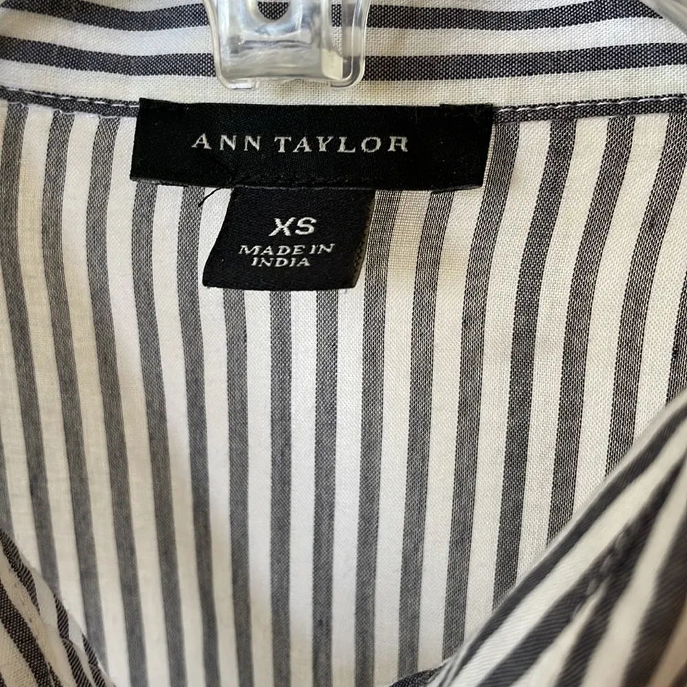 Ann Taylor beautiful lyocell striped oversized button down cotton top - Image 2