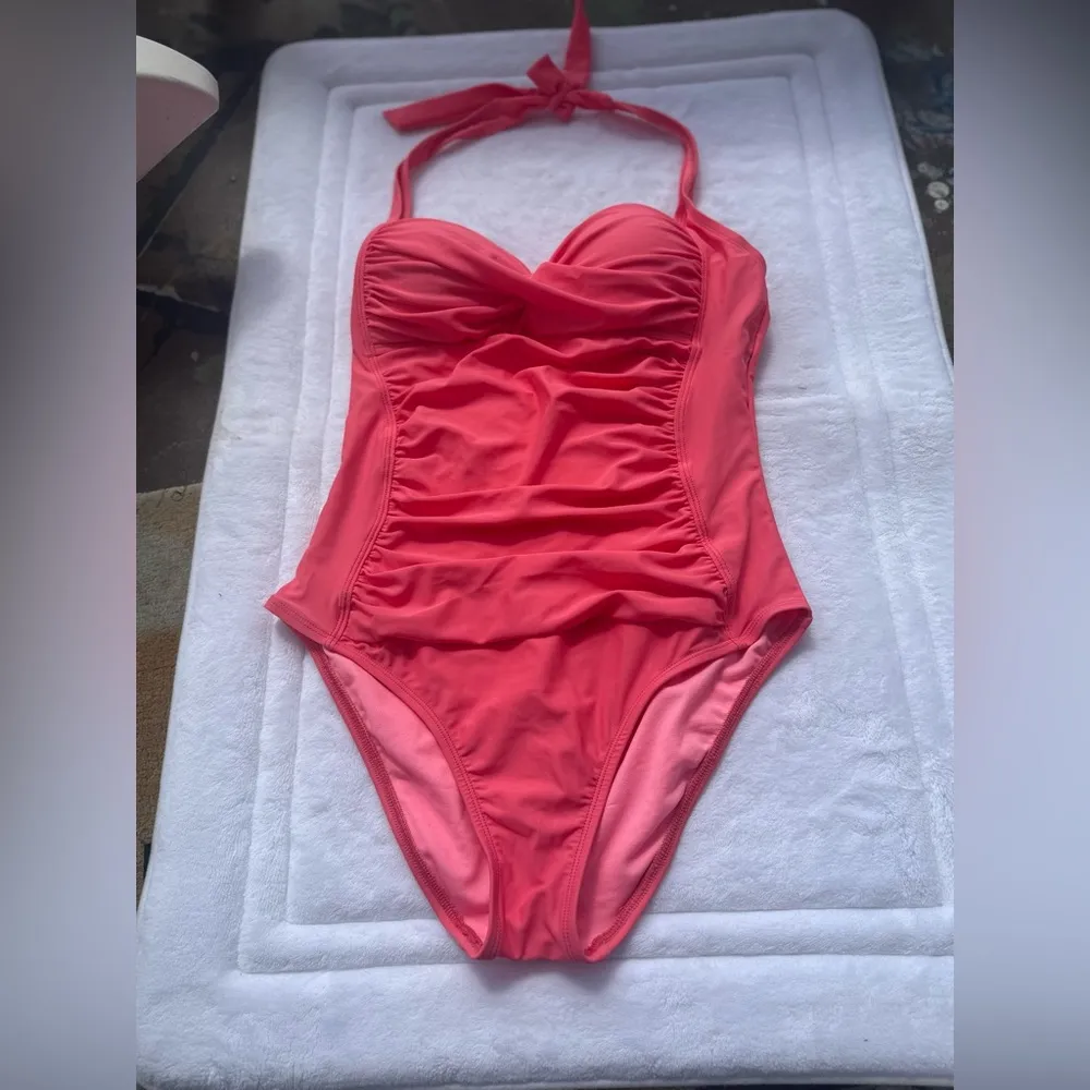 La blanca Vibrant Coral One-Piece Swimsuit  beach resort vacation summer size 8 - Image 13