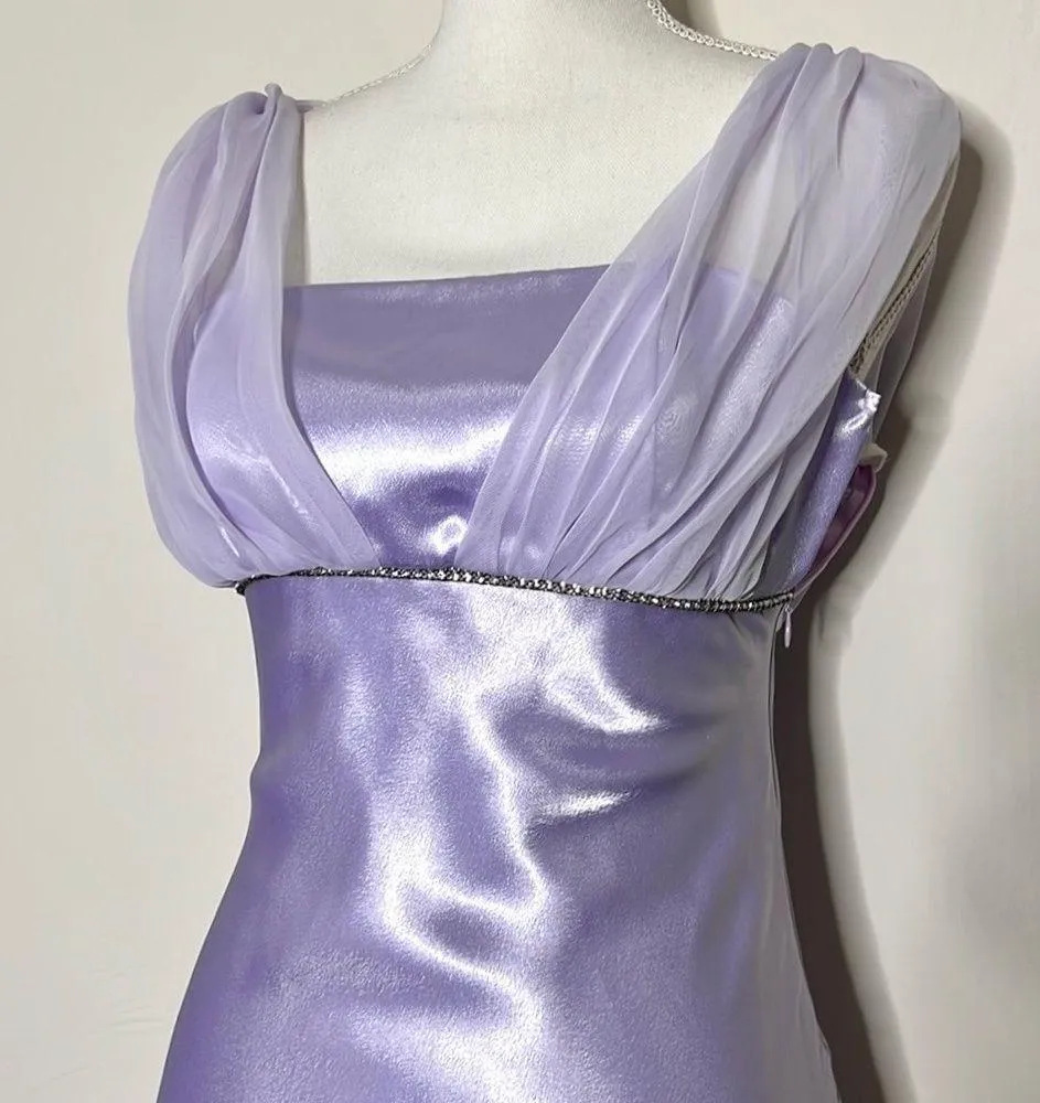 Vintage Lavender Satin Prom Dress Purple - Image 4