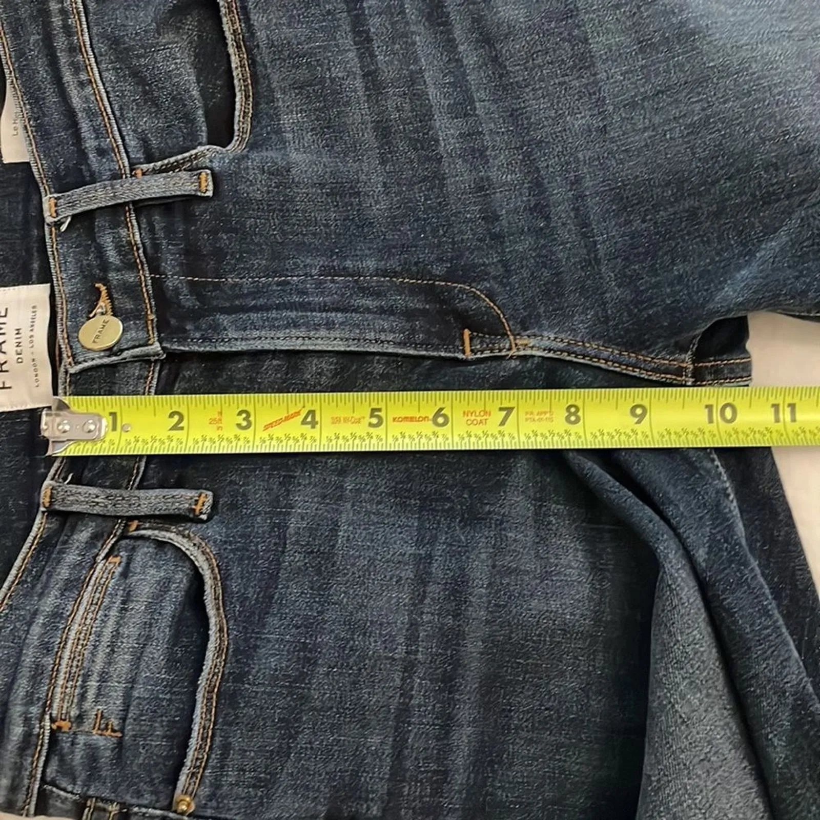 Frame Le High Skinny Denim Blue Jeans Womens 27 Distressed Dark Wash Raw Hem - Image 6