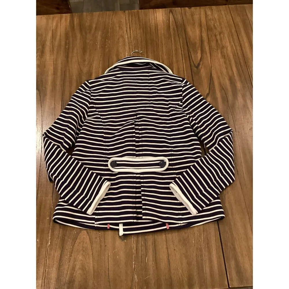 Anthropologie Striped Blazer Nautical Blue and White Double Breasted Jacket S - Image 3