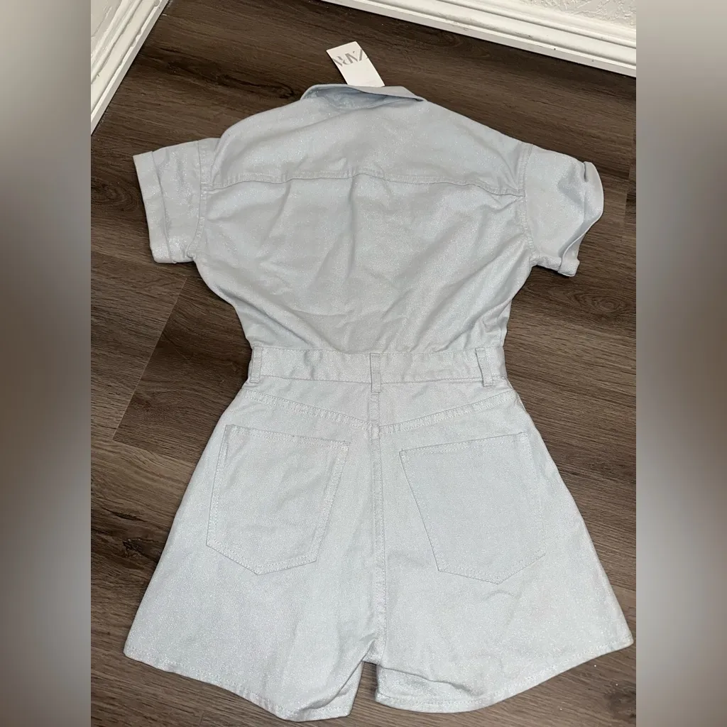Zara denim shimmer jumpsuit XS - Image 8