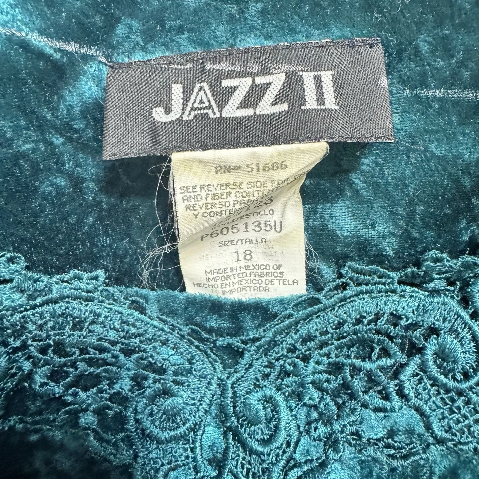 VTG Y2K Jazz II Dress Green Crushed Velvet plus sz 18 Lace Romantic Whimsigoth - Image 5