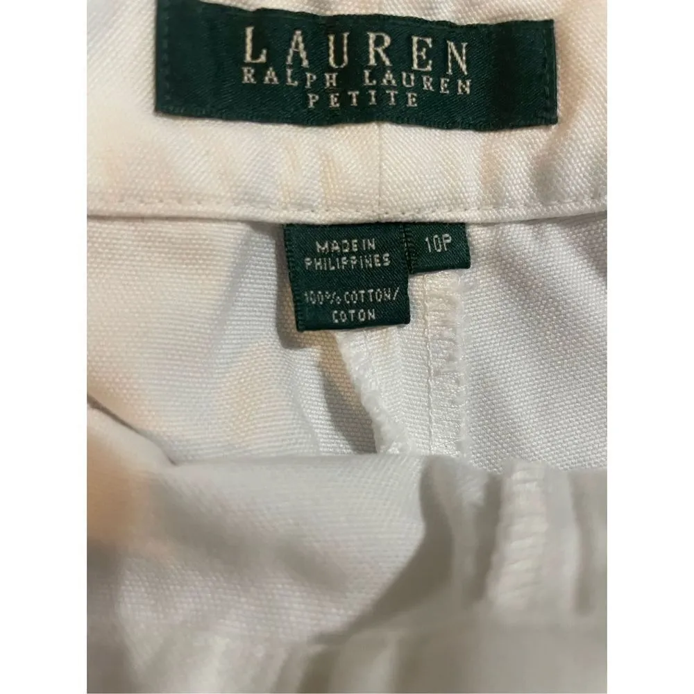 Lauren Ralph Lauren Petite white womens chino high rise shorts 10” inseam size 1 - Image 3