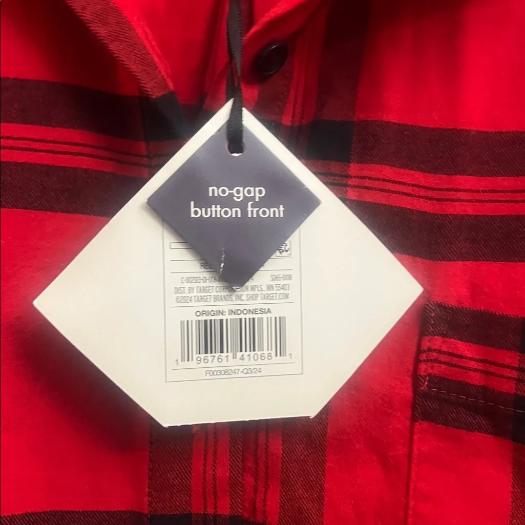 Ava & Viv Red & Black Plaid Lightweight Flannel Shirt - Image 6
