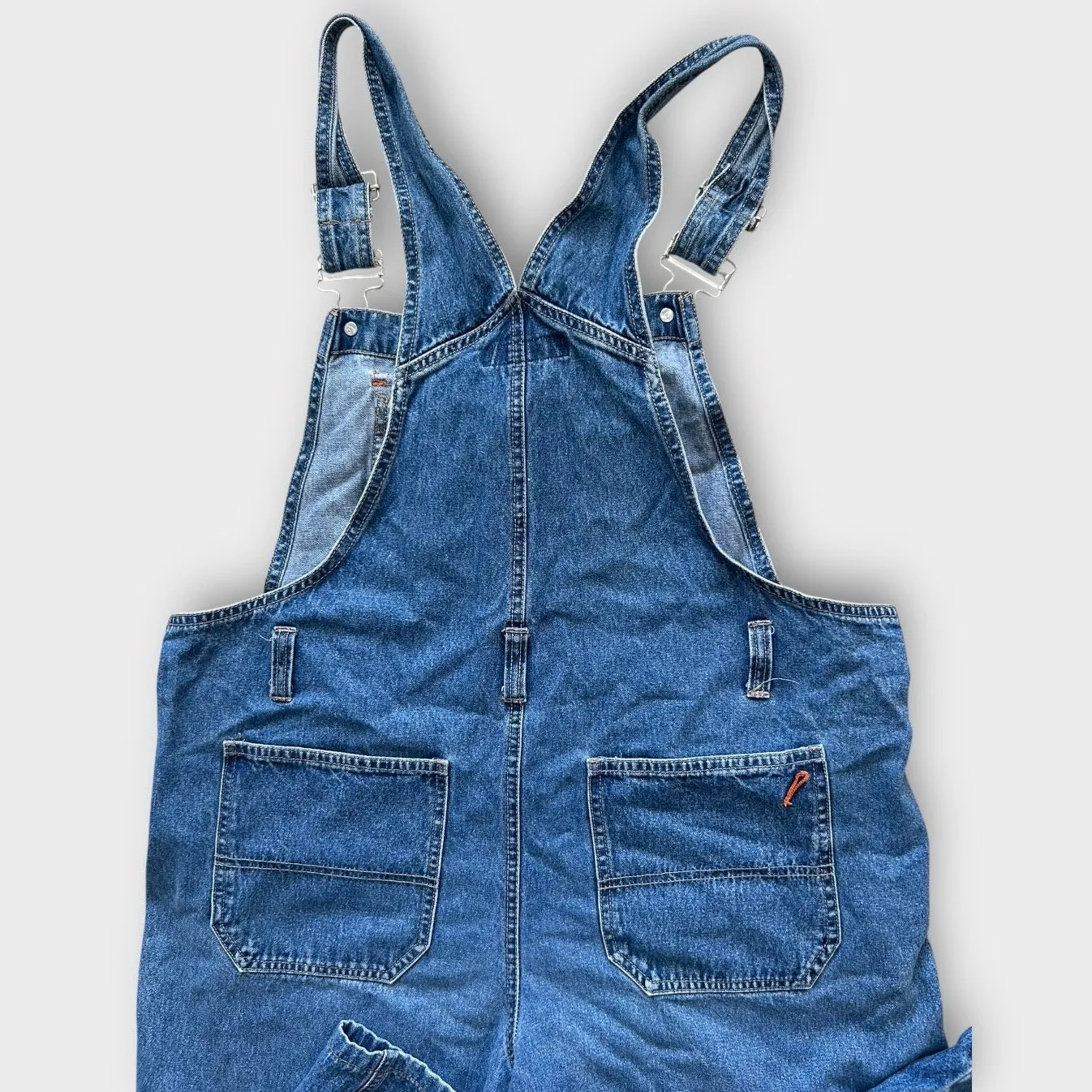 Vintage 90s Y2K Distressed Denim Overalls Bibs Womens 11/13 Grunge No Boundaries - Image 8