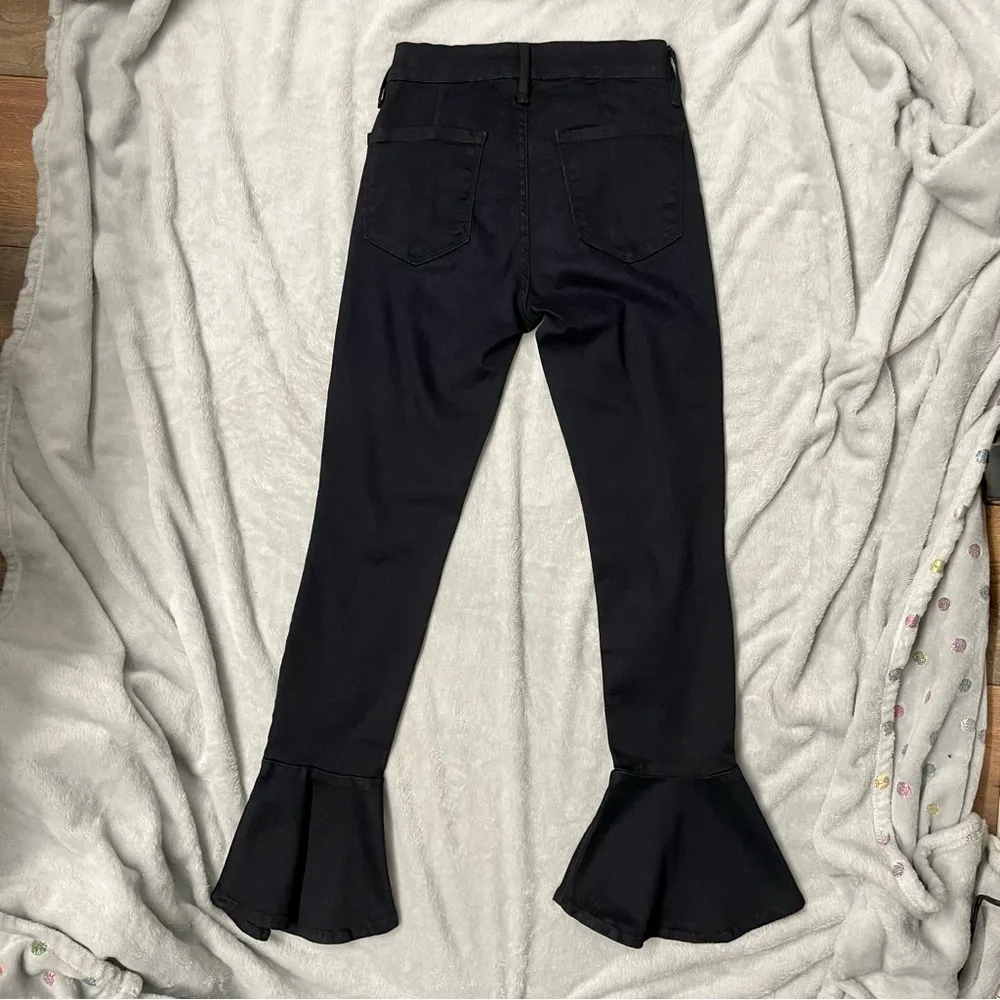 Frame Denim Le Skinny De Jeanne Flared Cropped Bell Bottom Black Jeans 25 - Image 2