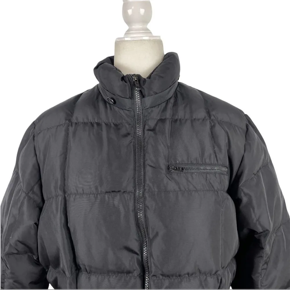 Alfani Black Quilted Feather Down Full Zip Puffer Coat Jacket Medium - Image 5