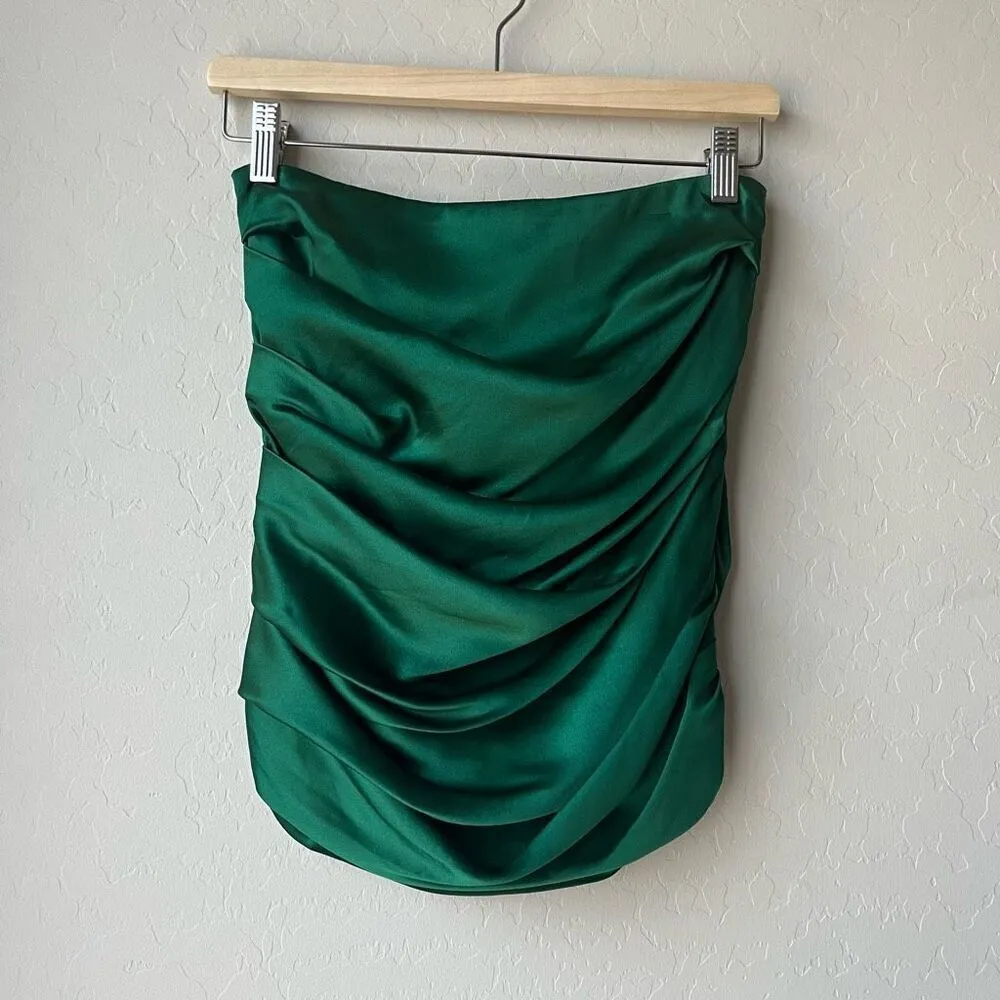 The Sei Emerald‎ Green Silk Ruched Mini Skirt Size 4 - Image 3