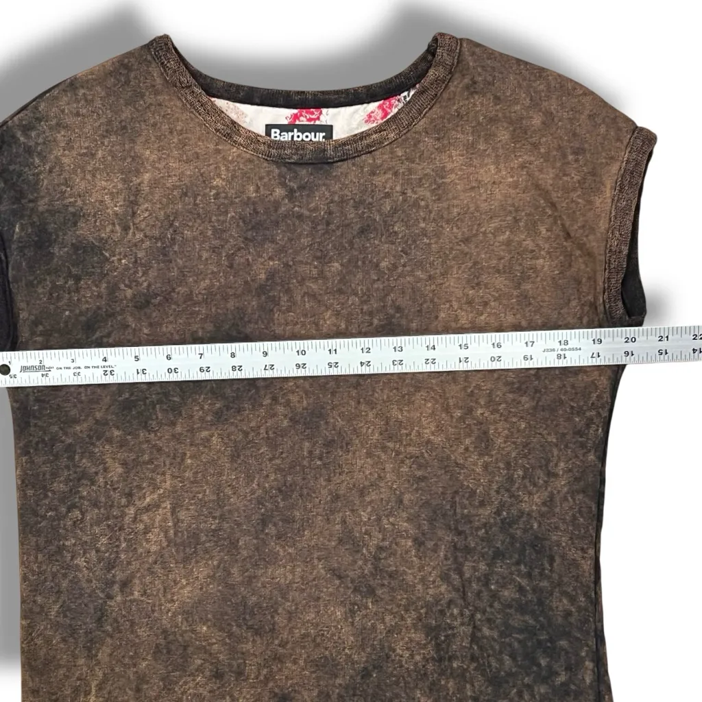 Womens Barbour Acid Wash Sweatshirt Sz 10 Brown Crewneck Cotton Casual Thick EUC - Image 7