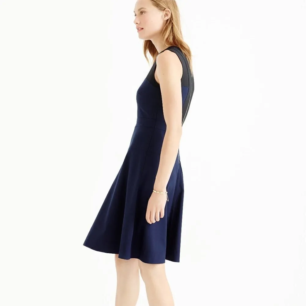 J. Crew Colorblock Dress Faux Leather Trim Navy - Image 2