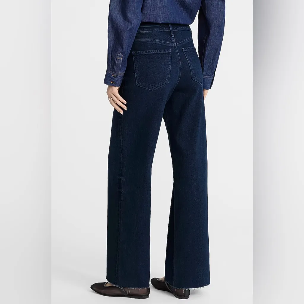 Express Dark Wash Wide Leg High Rise 50/50 Rigid Stretch Jeans Size 8 Short - Image 3