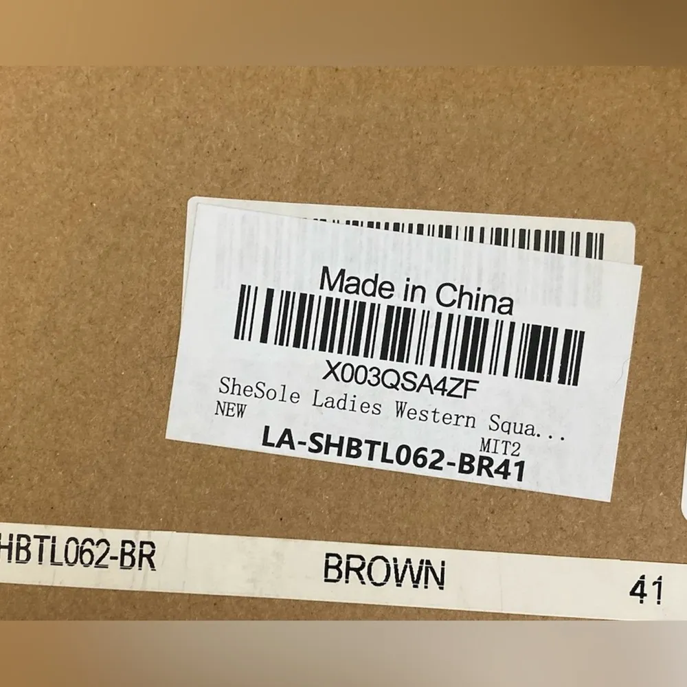 SheSole Women’s Western Square Toe Cowboy Boots Wide Calf Size 10W NIB Brown - Image 6