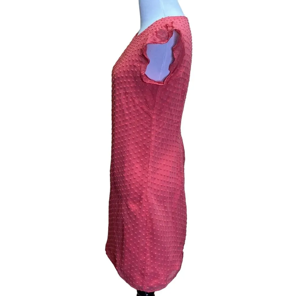 STS Sail to Sable Pink Coral Silk Ruffle Sleeve Swiss Dot Dress Size 2 - Image 5