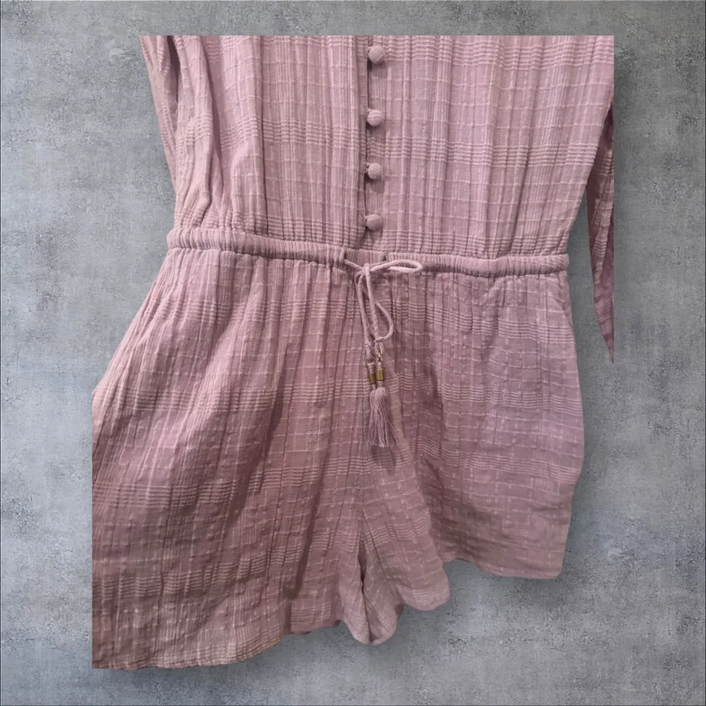 L* Space Pink Button-Front Romper - Image 3