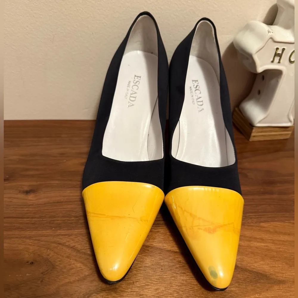 Escada Black and Yellow Heels size 9B - Image 5