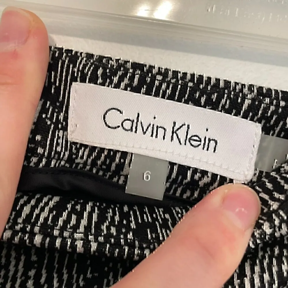 CALVIN KLEIN CK Black Gray Geometric / Solid Colorblock Straight Pencil Skirt 6 - Image 3