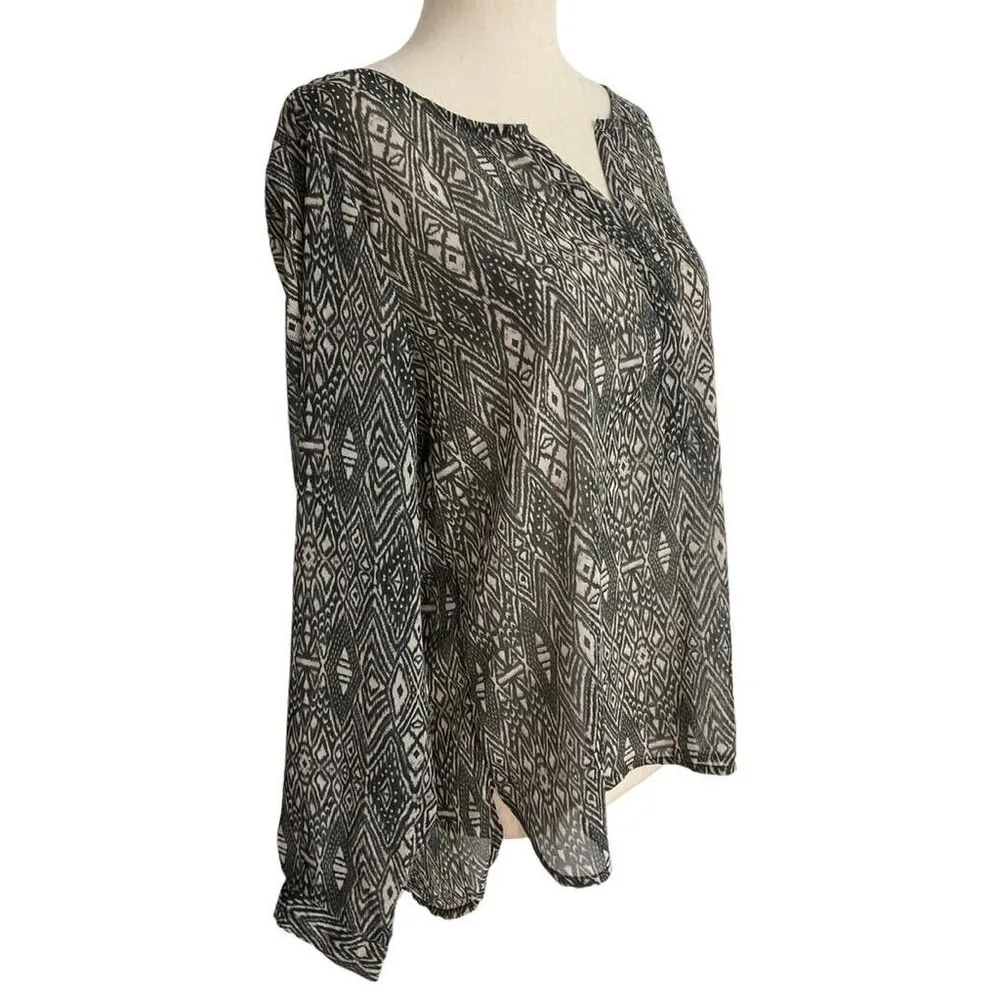 American Eagle Outfitters Women Size Medium Blouse Long Sleeve Sheer 7-22 - Image 2