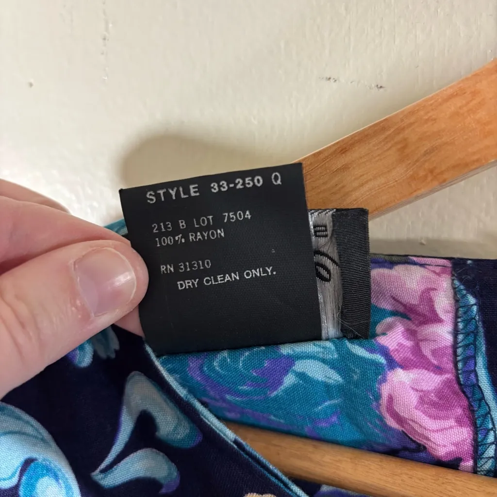 Ms. Choice Vintage 1980s Belted Floral Midi Dress W/ Pockets Size 10 Blue - Image 7