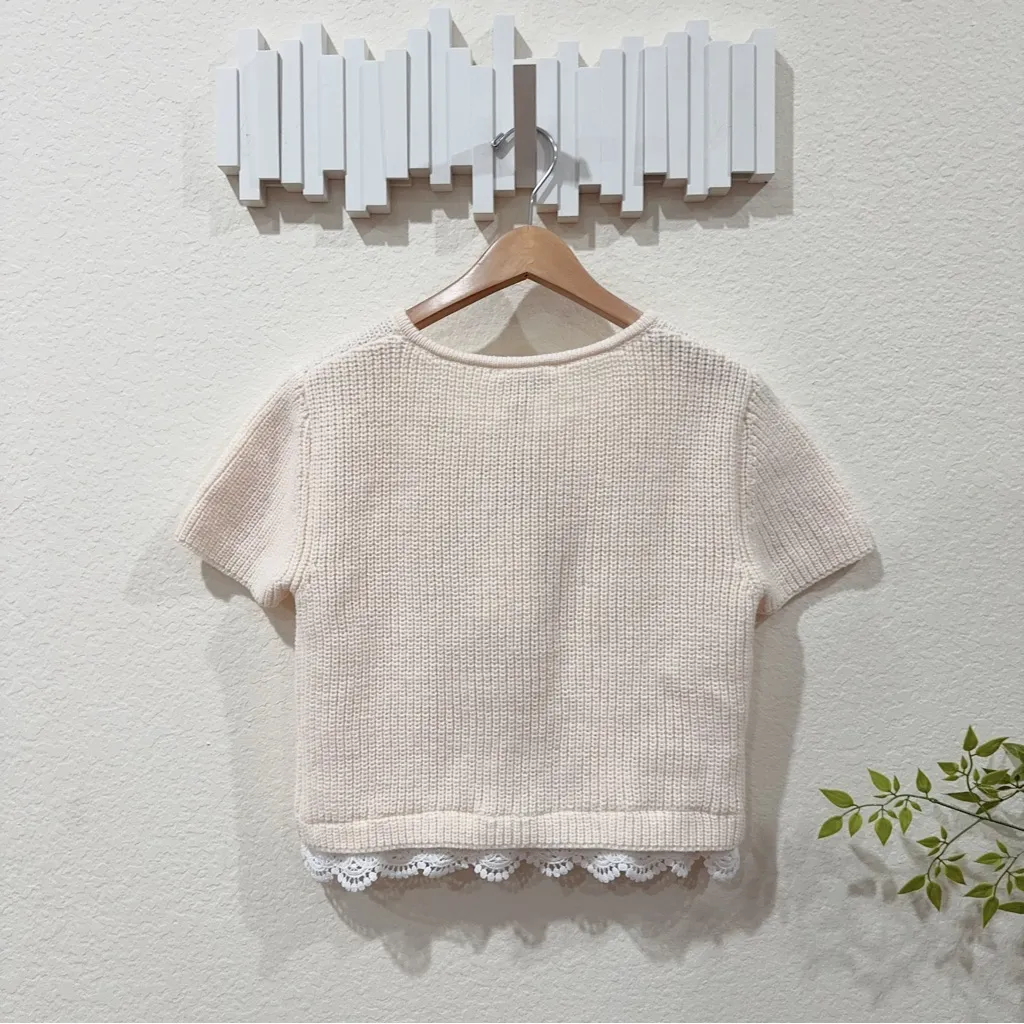 Jacquie The Label Short Sleeve Cardigan in Cream with Star Buttons Size S NWT - Image 5