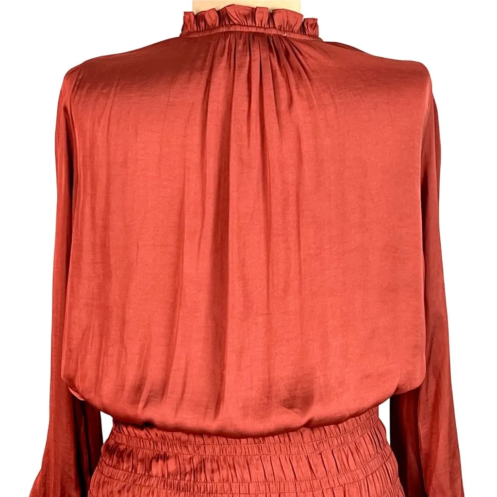 Grade & Gather Rust Smocked Drop Waist Peasant Gypsy Dress Size S Feminine - Image 6