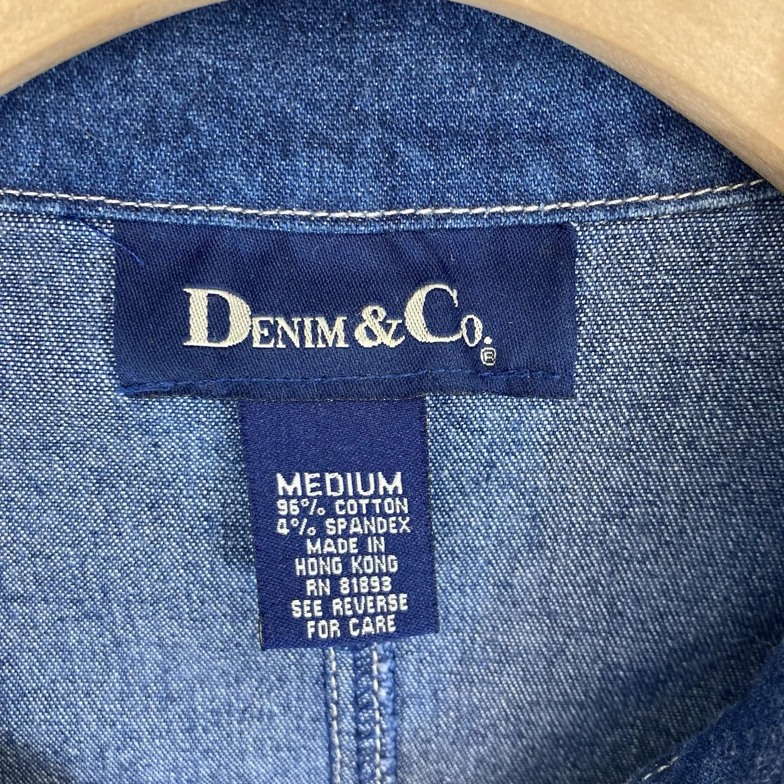 Denim & Co. Blue Jean Denim Jacket Womans M Zip Front Pockets Cabin Gorp Country - Image 8