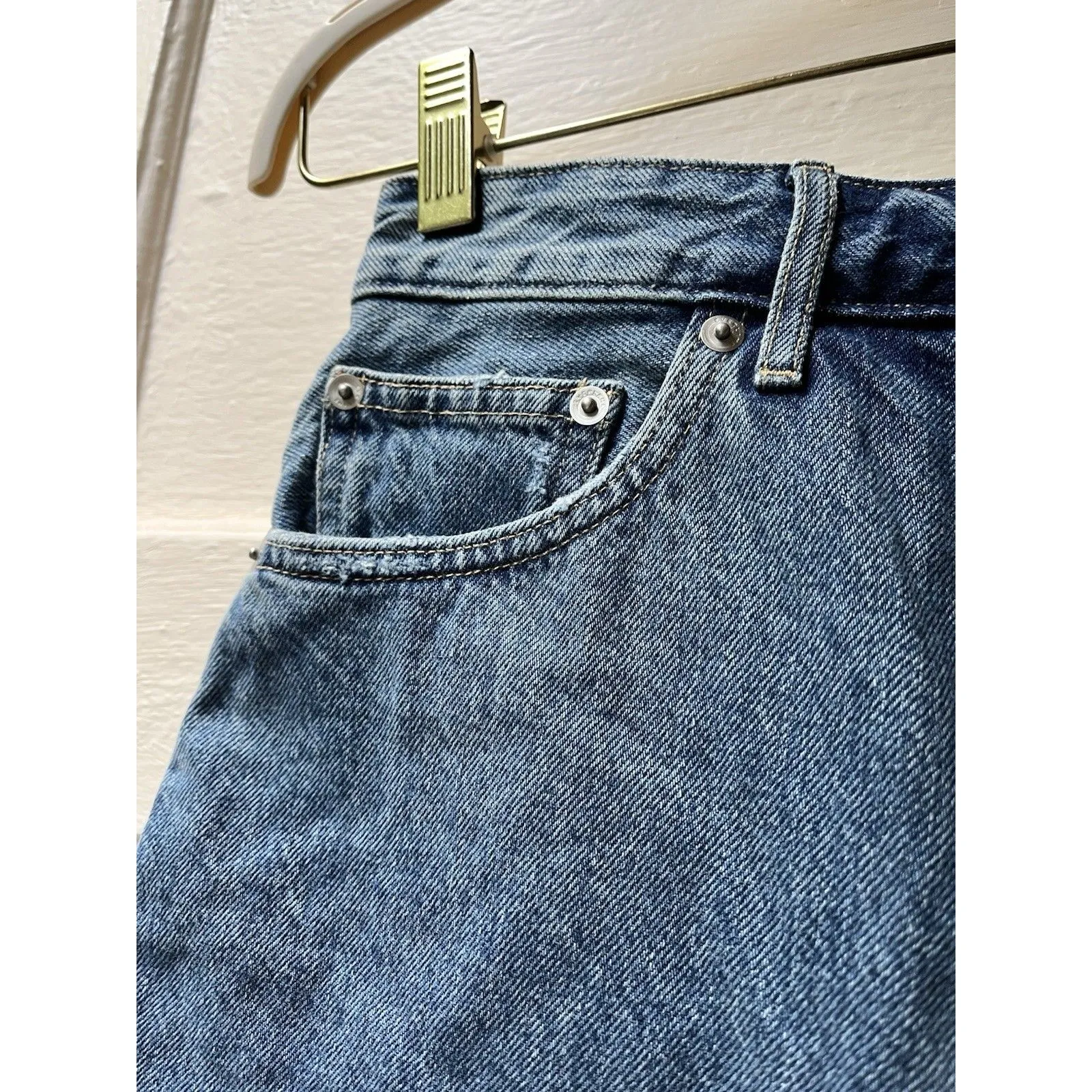 Everlane Womens 28 A-Line Denim Shorts Organic Cotton Cut Off Coastal Summer New - Image 6