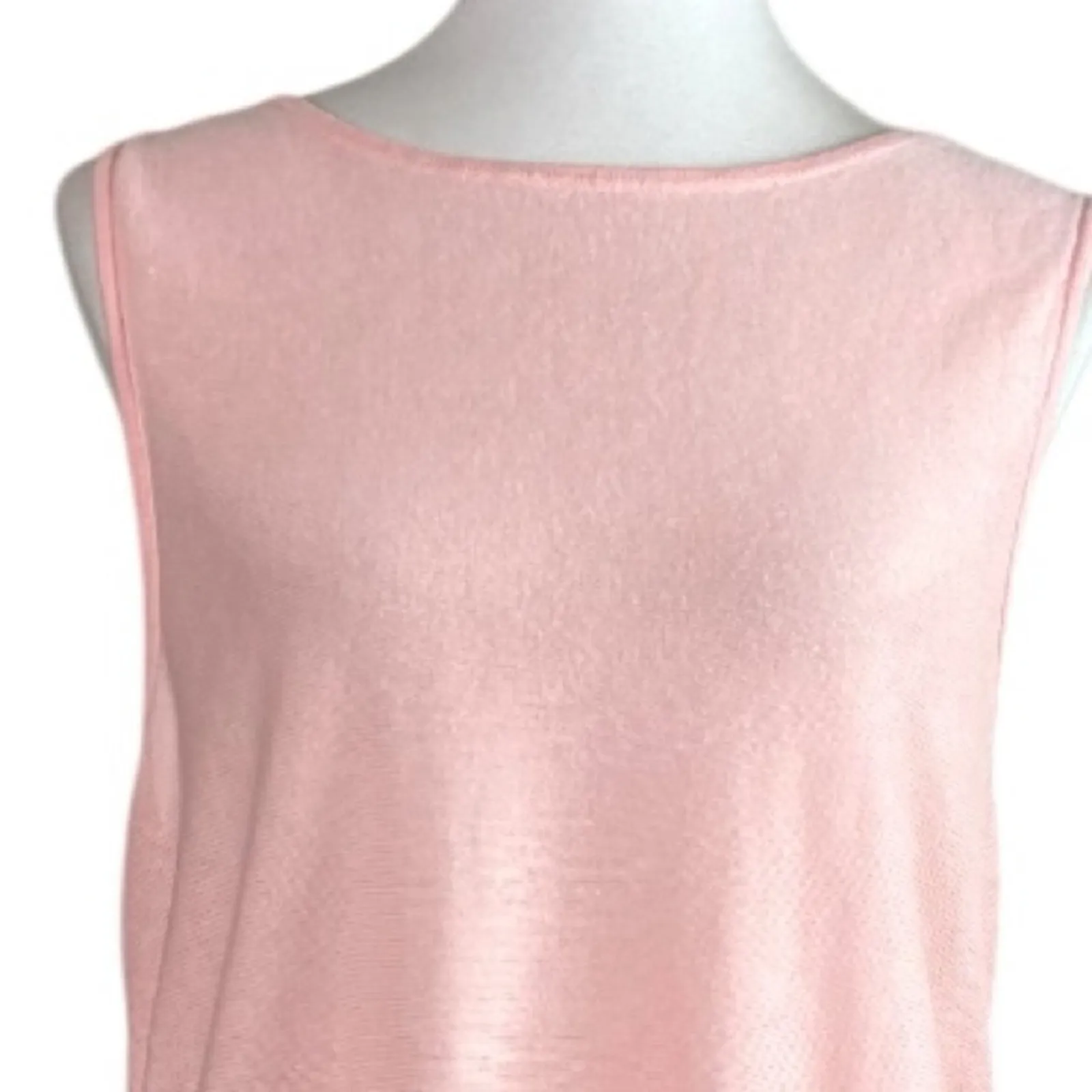 J.Jill Linen Blend Tunic Top Frayed Hem Sleeveless Pink Women’s Size Large Size M - Image 6