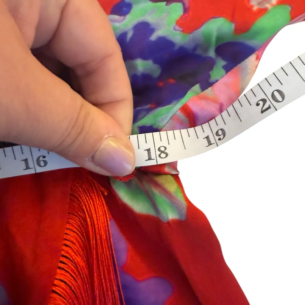 Anthropologie x DELFI Collective Fringed Dress Floral Print Red Large No Belt - Image 13