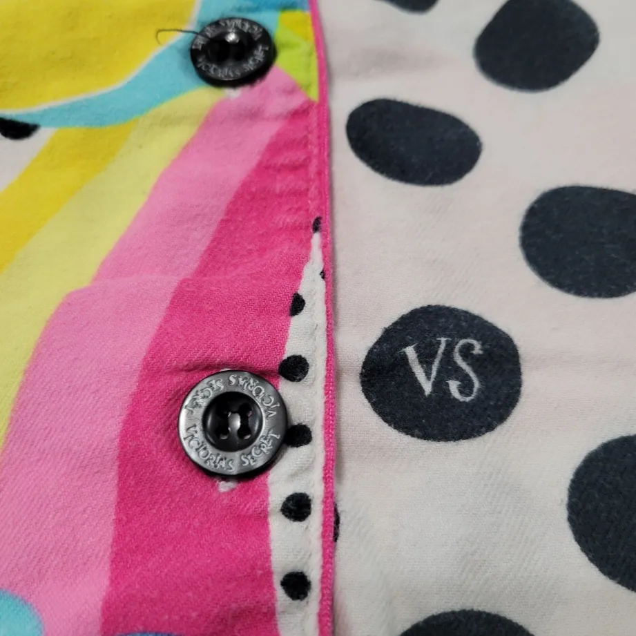 Victoria's Secret Top Size Medium Sleepwear Pajama Top Rainbows Clouds Polka Dots Women's Top - Image 4