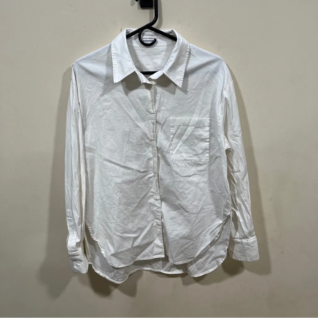 EUC Reformation Eli Oversized Shirt size small white oversized - Image 3