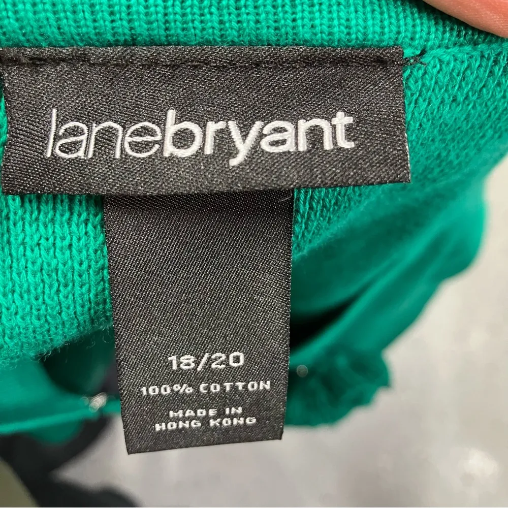 Lane Bryant Cardigan Sweater Floral Brooch Green 100% cotton Women 18/20 Preppy - Image 7