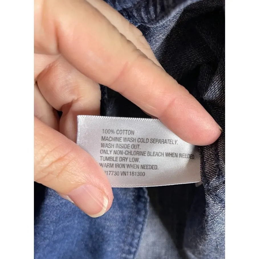 Womens XXL Blue Denim Button‎ Up Top Shacket Pockets Western Hippie Boho Preppy - Image 6