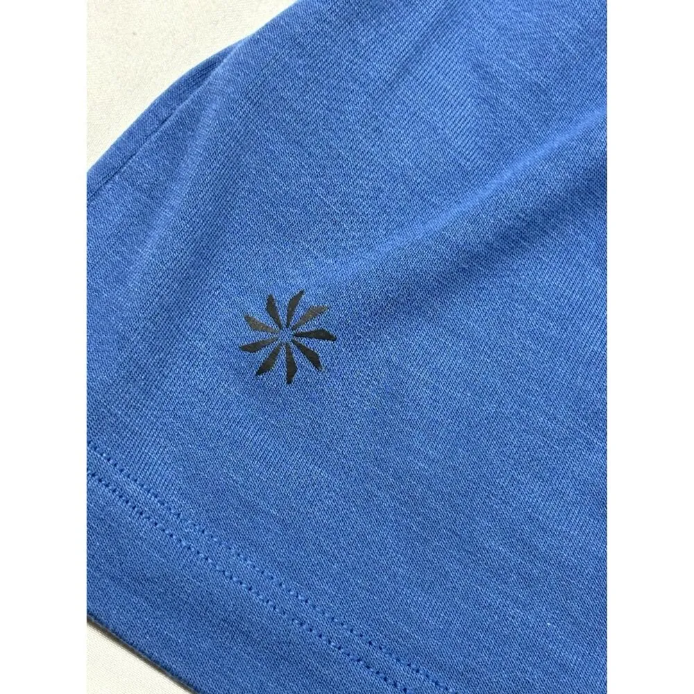 Athleta Air Out Cinch Tee Blue S/S Scoop Neck Elastic Cut-Out Back Women's Small - Image 5