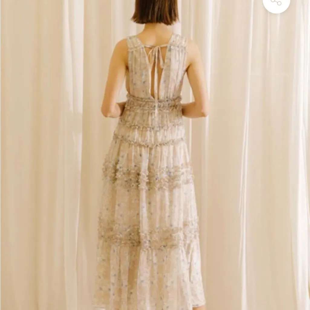 Storia Leonora Ruffled Midi Dress Large Lily Print, Eyelet Detail, Tiered Ruffle - Image 2