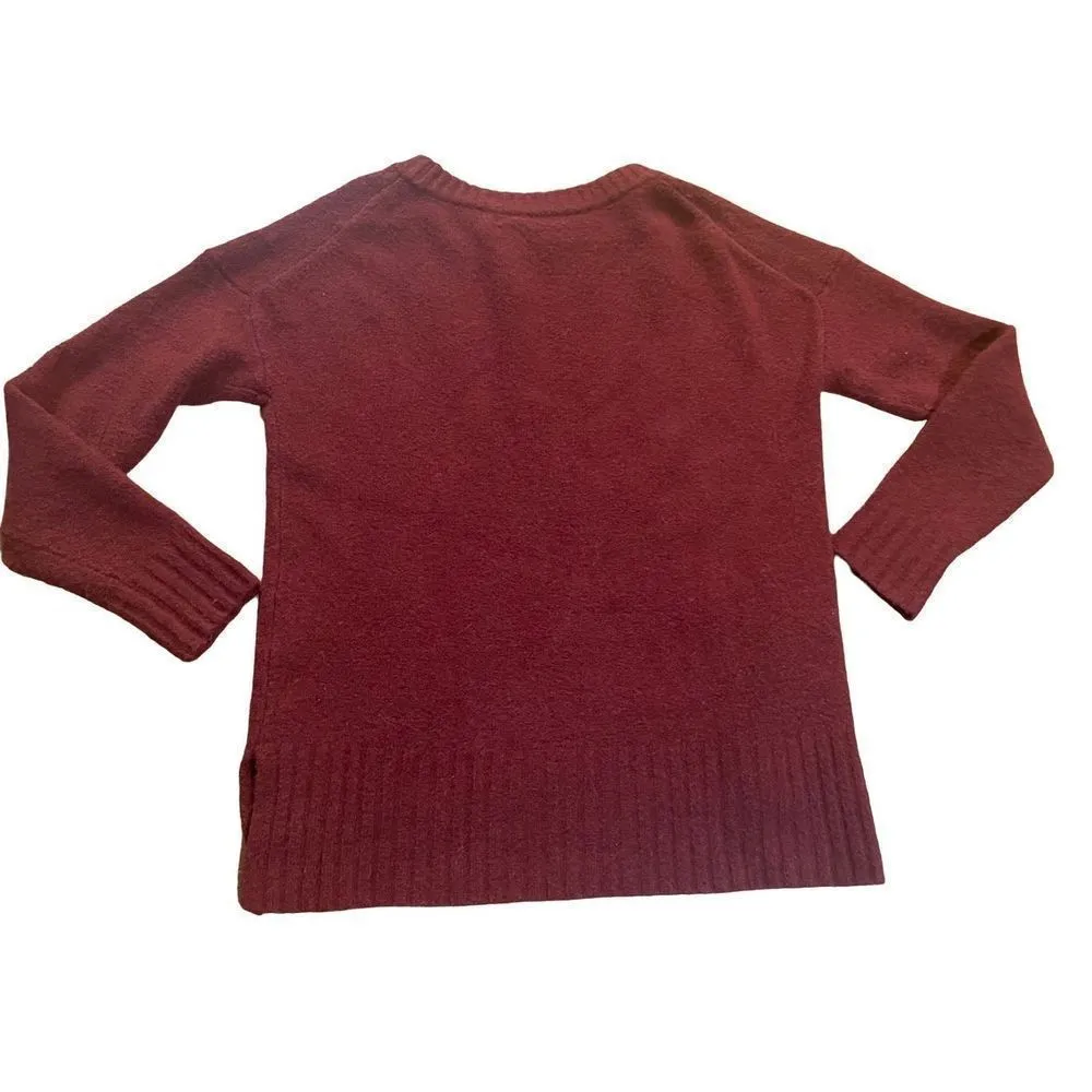 J. Crew wine red womens sweater sz XS merino wool blend - Image 2
