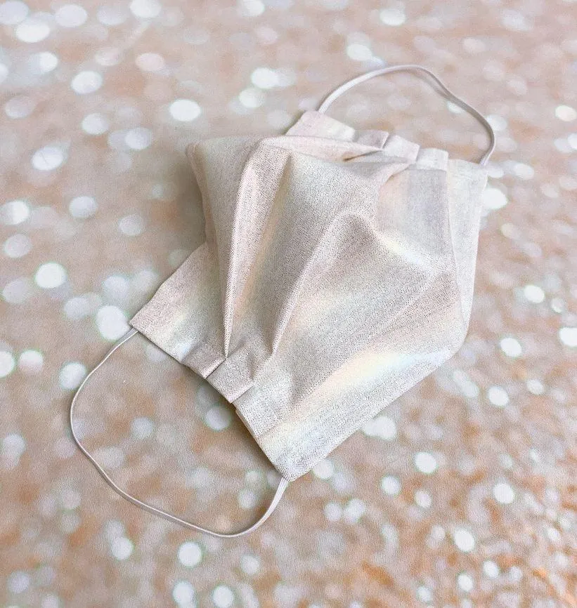 White silver red iridescent Premium Cotton face mask - Image 3