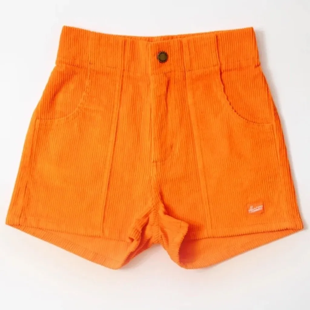 Hammies Women’s High Rise Orange Corduroy Retro Mini Shorts 28 - Image 6