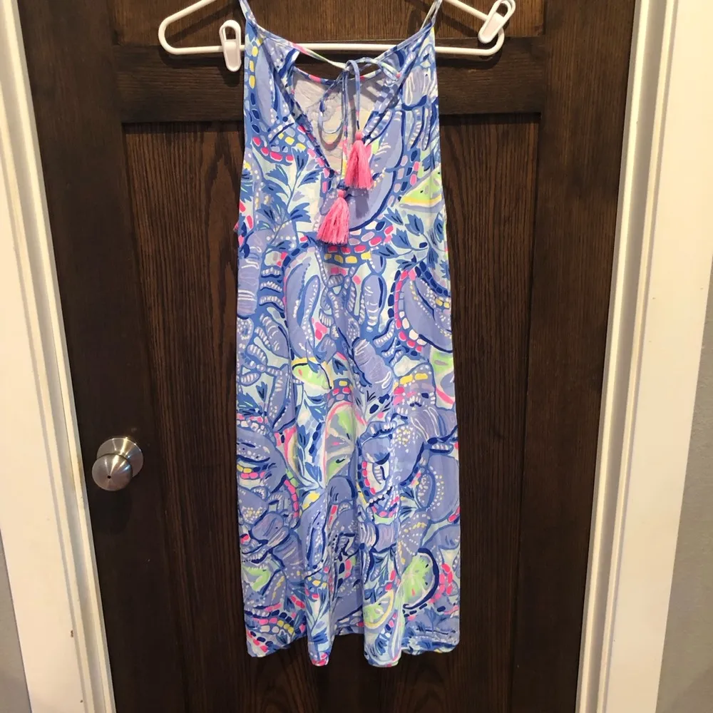 Lilly Pulitzer Dress medium Womens  Margot Swing Pima Halter Tassel Resort Wear - Image 2