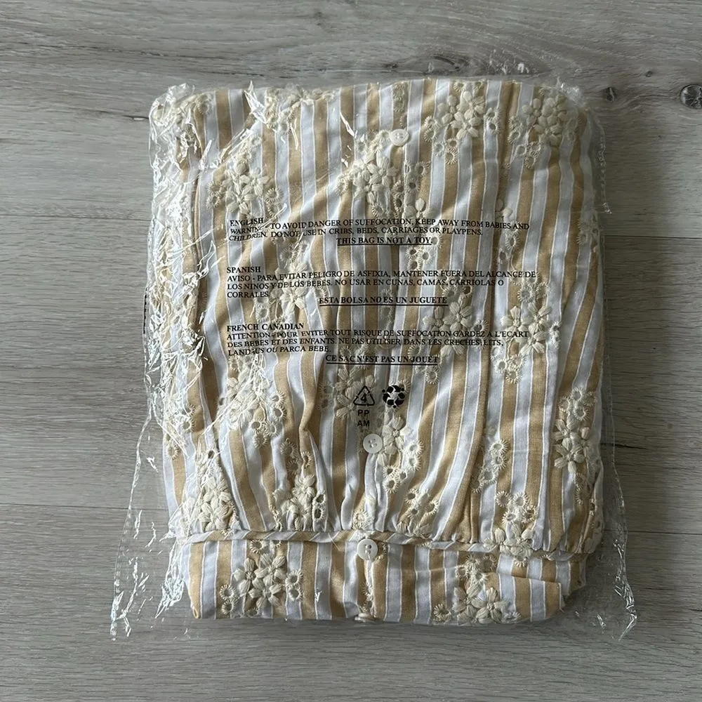 Lulus Sunny Crush Striped Embroidered Mini Dress Beige/Ivory M NWT IN PACKAGE - Image 7