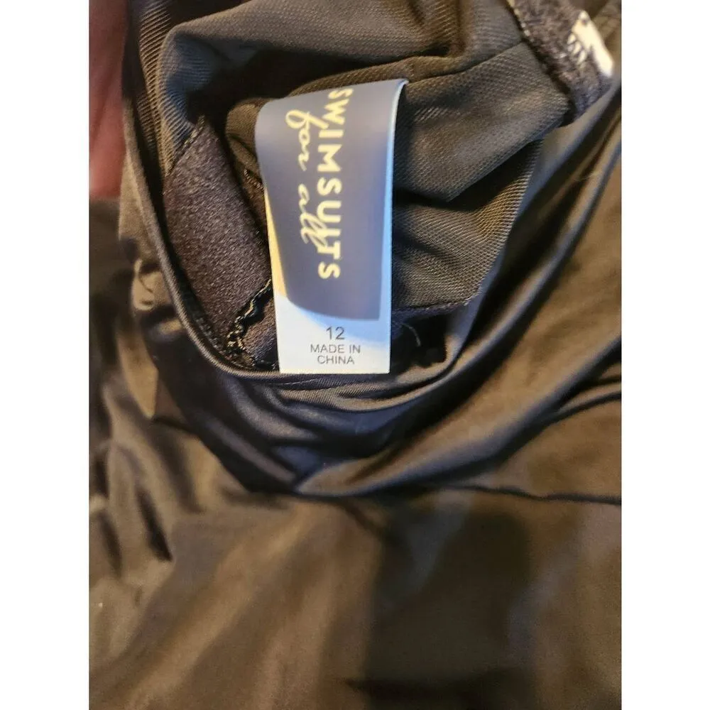 Swimsuits For All Black & Purple & Pink Floral One Piece Swimsuit Size 12 Blue - Image 3