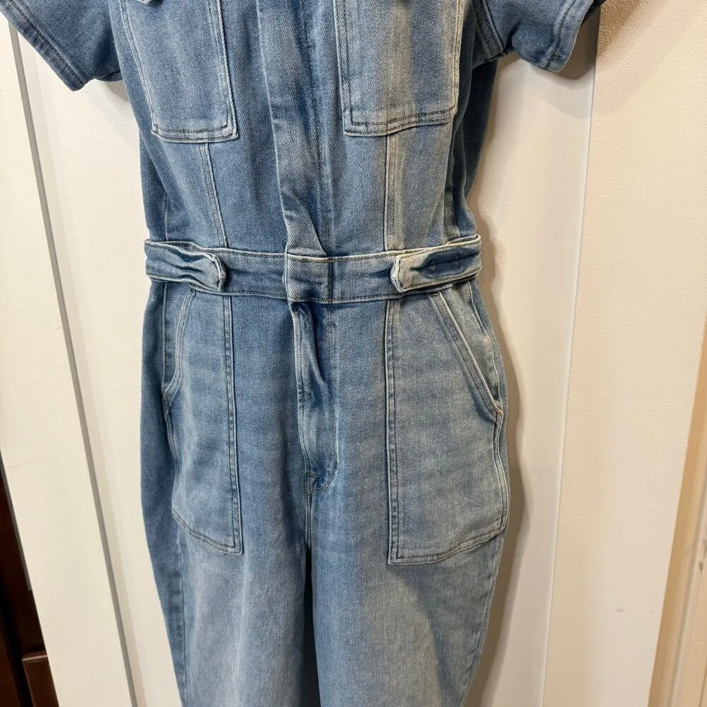 Good American Women’s Fit For Success Denim Jumpsuit Size L - Image 3