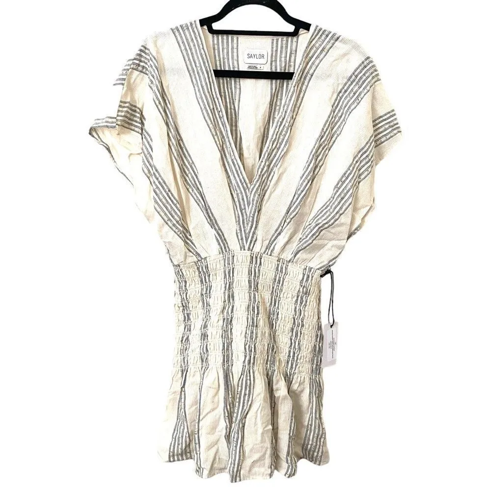 SAYLOR Astrud Woven Sequin Striped Mini Dress‎ NWT Small - Image 3