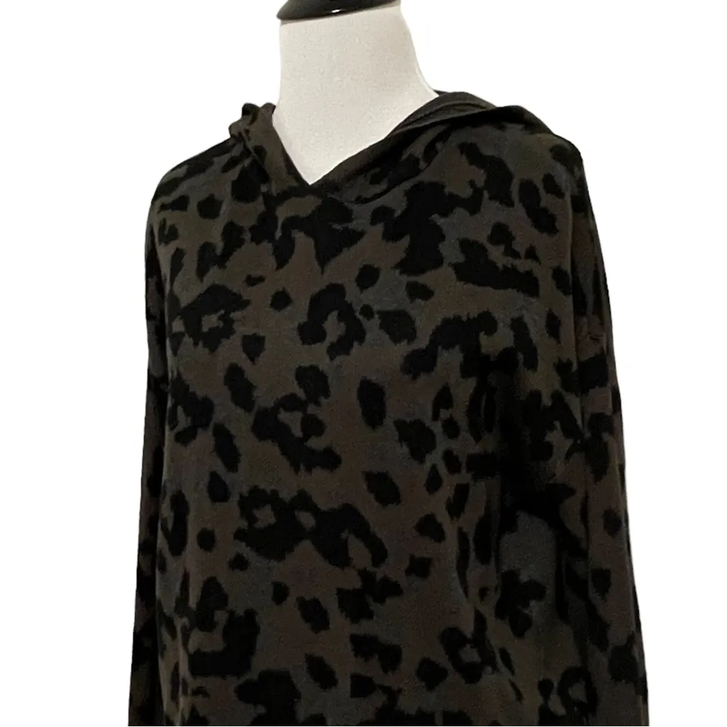 Anthropology Kasia Black Leopard Knit Sweater Hoodie S - Image 3
