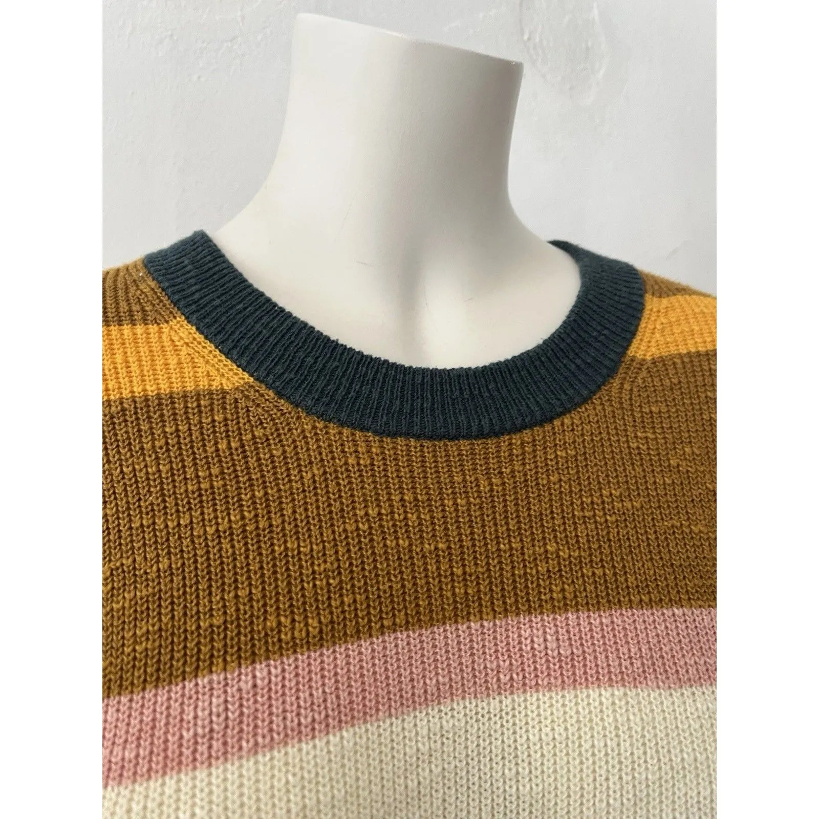 Madewell Drop-Shoulder Sweater Midi Dress Striped Knit Size Small Cotton Blend - Image 6