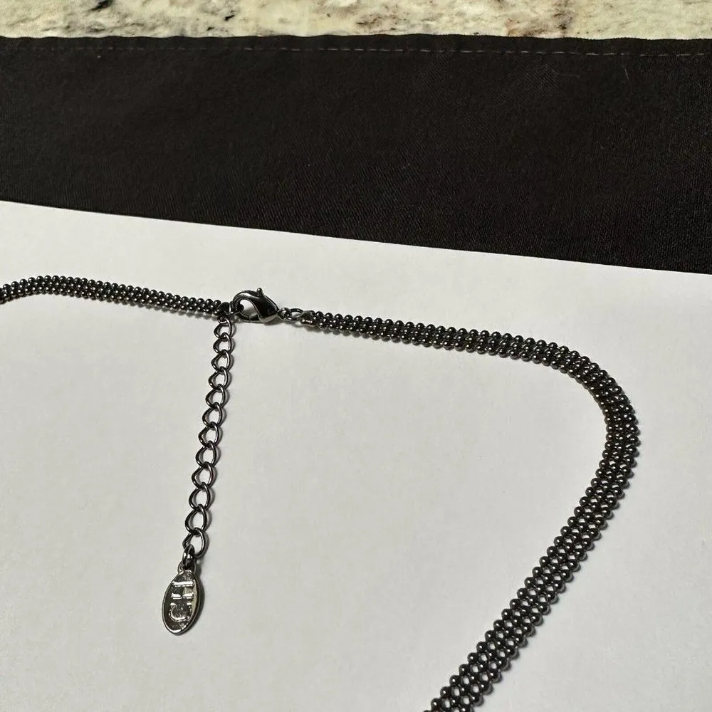 Women’s Signed CH Black Beaded Gothic Bib Necklace Crazy Horse By Liz Claiborne - Image 4