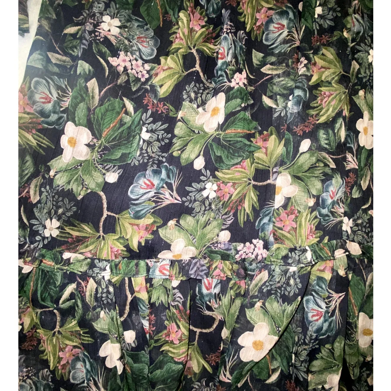 Generation Love Womens Floral Sheer Long Sleeve Tiered Midi Dress Size Small - Image 7