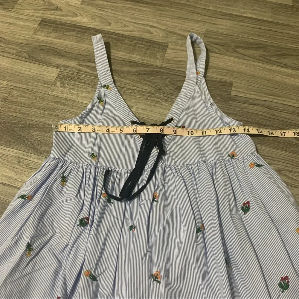 Zara Trafaluc  Collection Blue White Dress W/Floral Prints - Image 3