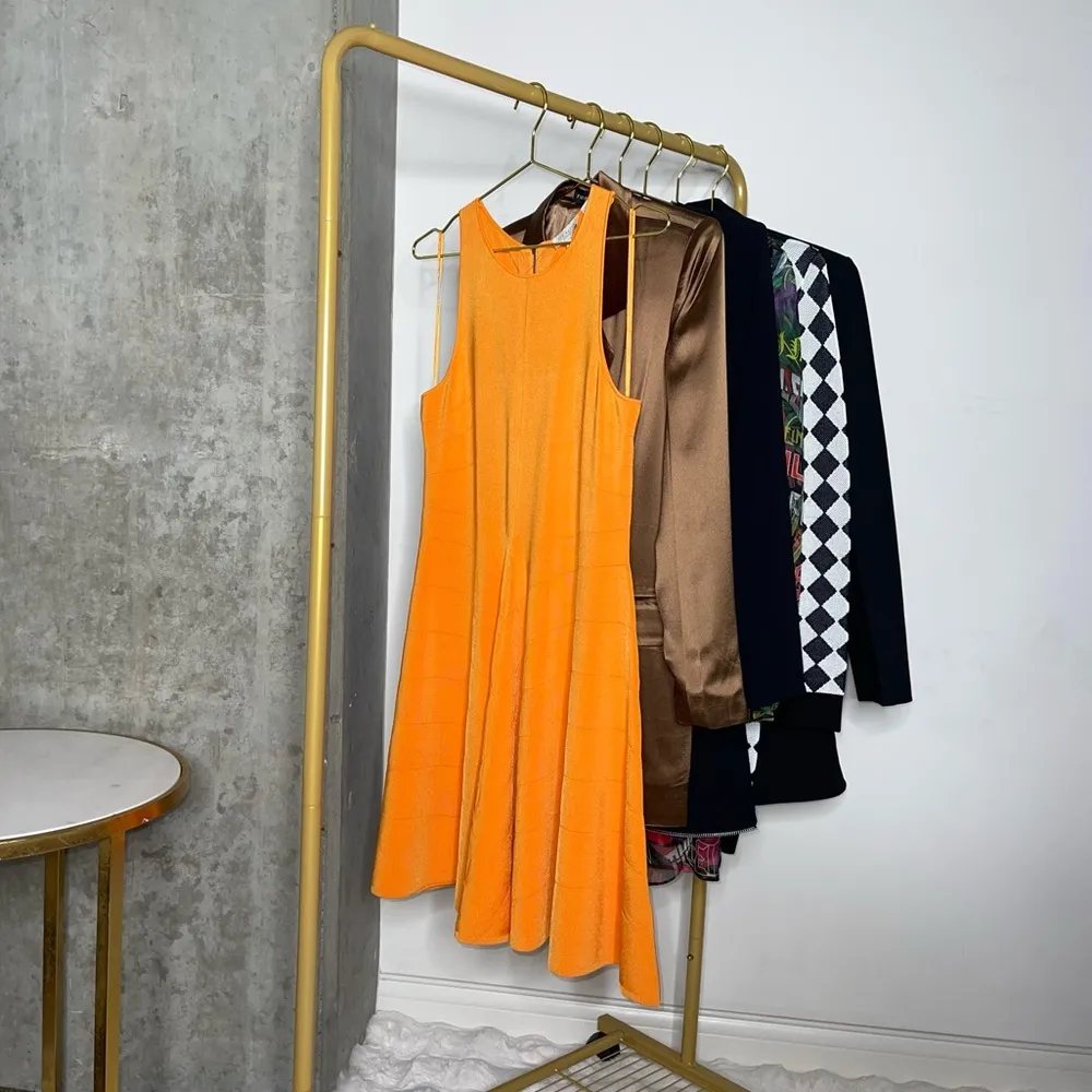 New Ted Baker Orange Salny Stretch Knit Fit + Flare Sleeveless Mini Dress - Image 7